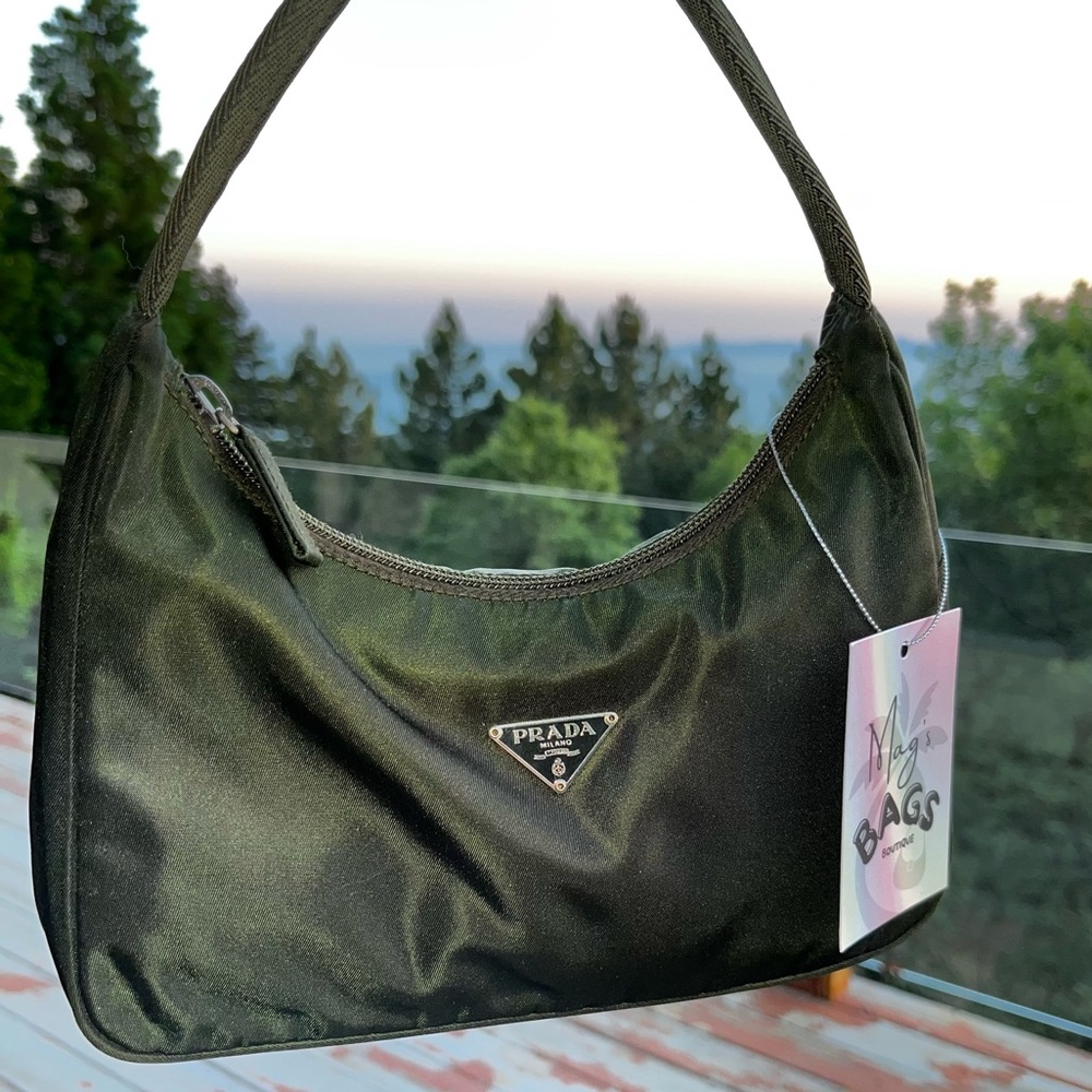 Prada: Tessuto Nylon Shoulder Bag (Dark Green) - Picture 3 of 17